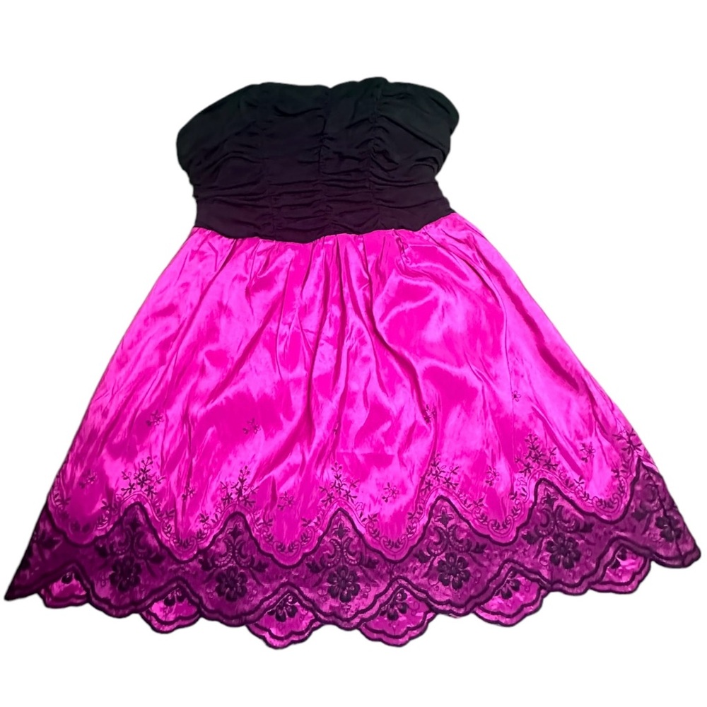 Beautiful Formal Fuschia Pink & Black Strapless Dress PLUS SIZE
